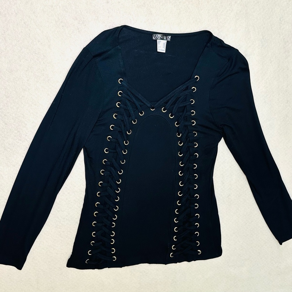 VENUS Black Embellished Fitted Blouse